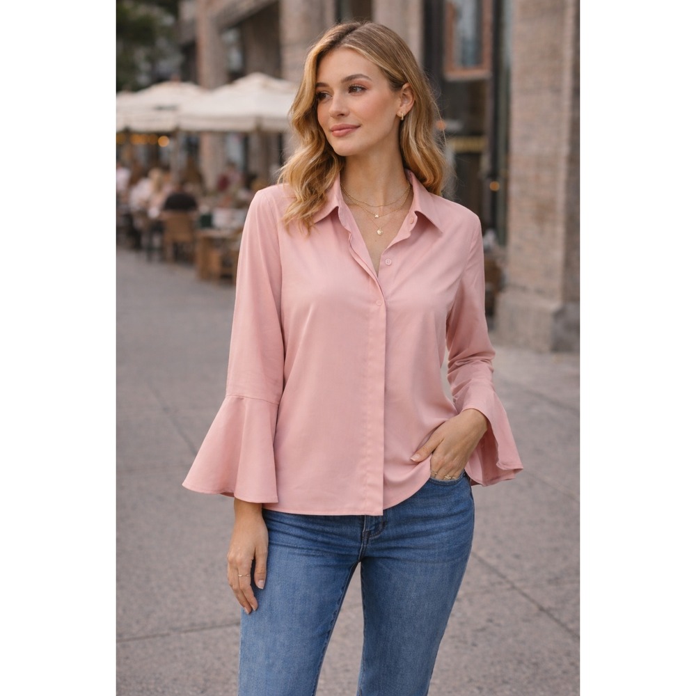 Chico's Black Label Women's Pink Poplin Tunic Top Size 6 NEW Work Career NWT